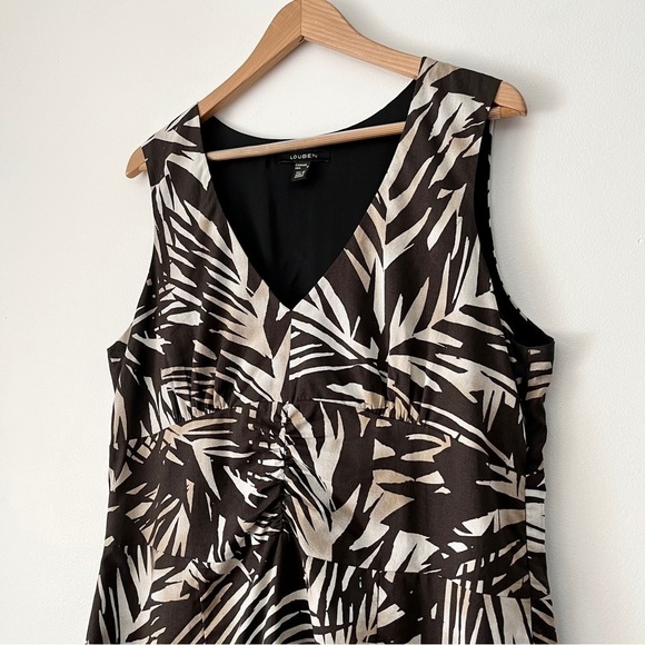 Louben Tropical Leaf Print Sleeveless Dress Size 16 - Picture 5 of 13